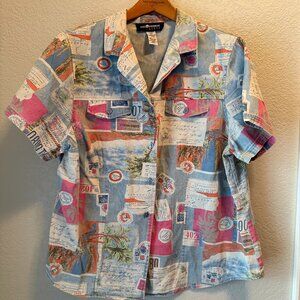 Vintage Sag Harbor Sport Woman Button-Up Shirt 1X – Stamp & Postcard Travel